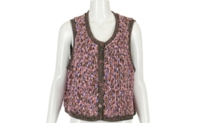Chanel Pink and Green Chunky Knitted Waistcoat Top,...