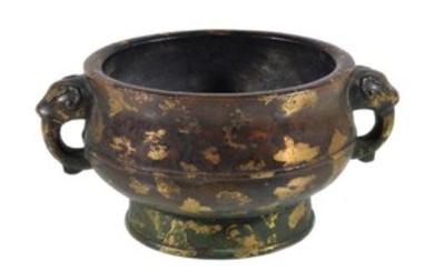 A Chinese gold-splashed bronze incense burner