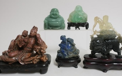5 Chinese Hardstone Figural Carvings