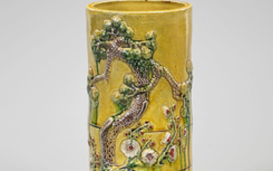 Chinese Porcelain Bamboo-Form Brushpot