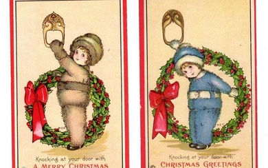 Christmas Greetings Post Cards Doorknocker M.E.P.