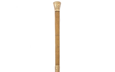 An early Victorian unmarked gold mounted riding crop, London circa 1840 by Peter Thorn (d. 1847)