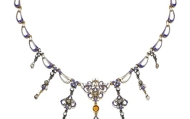 Enamel and gem set necklace, Carlo & Arthur Giuliano, late 19th century