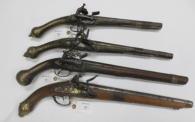 Four Various Balkan Miquelet-Lock And Flintlock Holster Pistols, All 19th Century