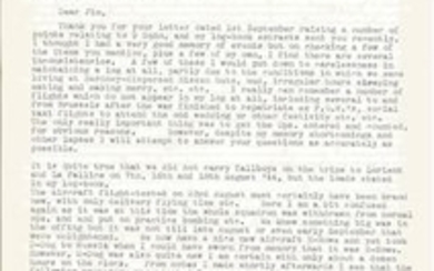 Greg Charlton 9 Sqn Tirpitz Raider typed signed letter to 617 Sqn Historian Jim Shortland dated 1987. Three page letter with...