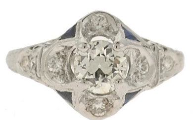 Ladies Platinum Diamond/sapphire Ring