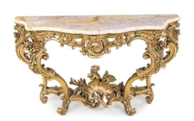 A Louis XV Style Giltwood Console Table