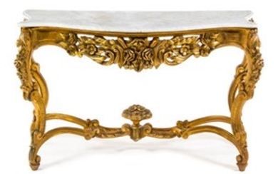 * A Louis XV Style Giltwood Console Table Height 36 1/4