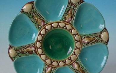 Minton Majolica Turquoise 6 Well Oyster Plate