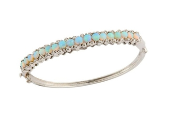 An opal and diamond bangle
