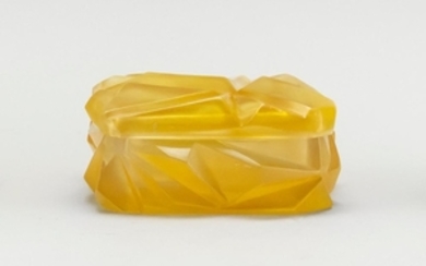 RUBA ROMBIC SUNSHINE GLASS CIGARETTE BOX Reuben Haley for Consolidated Lamp & Glass Company. Length 4.5".