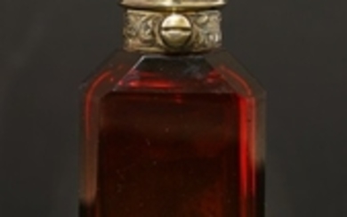 A ruby glass scent bottle and vinaigrette