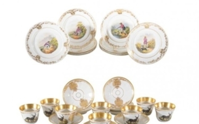 A set of eight Limoges porcelain teacups and saucers