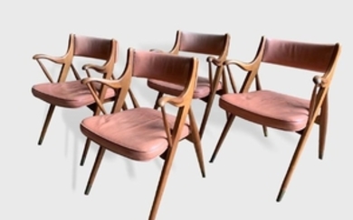 Set Of 4 Sawbuck Armchairs, Danish 1950's