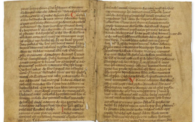 Taurin (Saint) [Miracles of St Taurin], manuscript in Latin, bifolium, 32 lines, in Carolingian miniscule, [France], [c. 1150-1200].