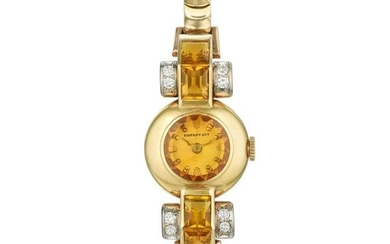Tiffany & Co. Retro Citrine and Diamond Watch in 14K