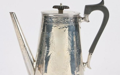 Victorian silver coffee pot, London 1875, maker Horace