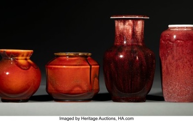 27027: Four Rookwood Pottery Glazed Earthenware Vases