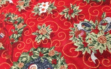 red base and multicolored decorations finished in golden thread - cotton blend - Second half 20th century