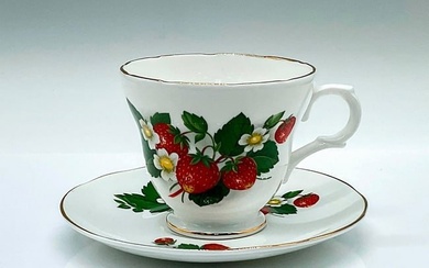 2pc Crown Trent Fine Bone China Strawberry Cup and Saucer