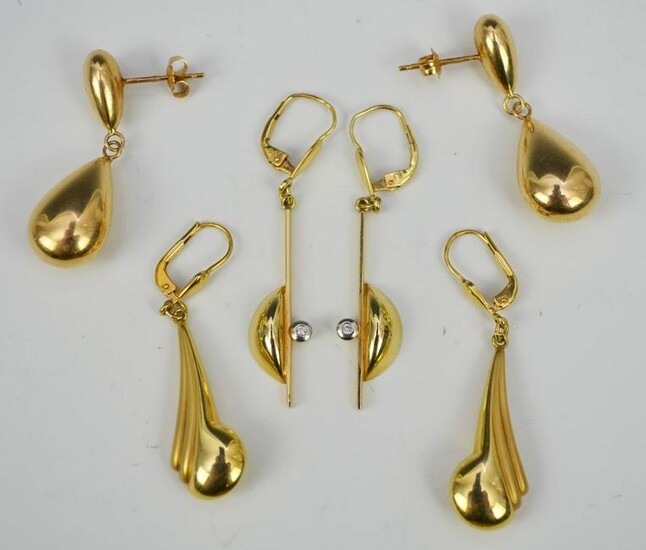3 Stunning Pairs of 14k Gold Earrings
