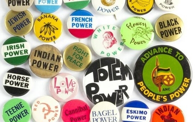 30 Vintage People Power Race Nationality Buttons