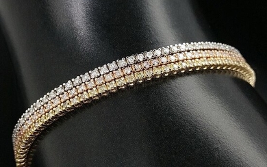 4.05ct Pink, Yellow and D-F/VVS Diamonds - 14 kt. Pink gold, White gold, Yellow gold - Bracelet - ***No Reserve Price***