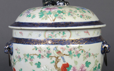 Chinese Porcelain Tureen, Birds-and-flowers