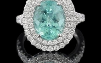 Beautiful Paraiba Tourmaline and Diamond Ring