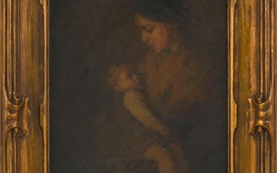 E. CHRISTINE MARIE VOSS LUMSDON, New York/France, 1870-1937, "Peasant Woman and Child"., Oil on board, 8.75" x 6.25". Framed 12" x 9...