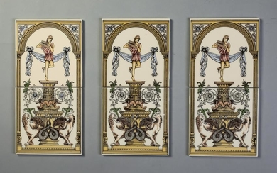 (6) English Neoclassical style decorative tiles, 6"w