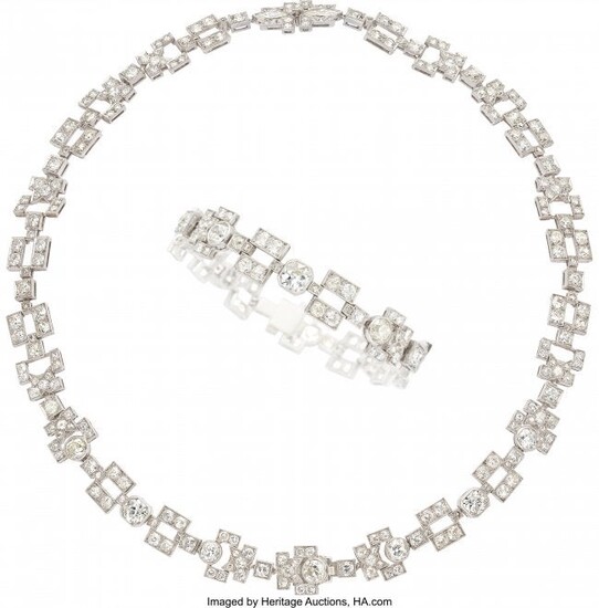 55127: Art Deco Diamond, Platinum Convertible Necklace