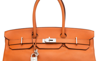 Hermès 42cm Orange H Clemence Leather JPG Birkin Bag...