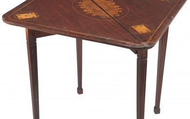 61027: A Dutch Marquetry Fold-Over Table, mid-19th cent