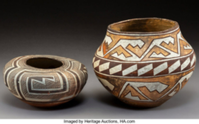 Two Acoma Polychrome Jars c. 1905 and 1910...
