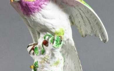A Large Dresden porcelain figure of a parrot