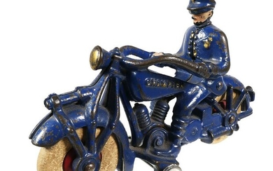 CHAMPION Cast Iron Police Cop Rider Motorcycle Toy