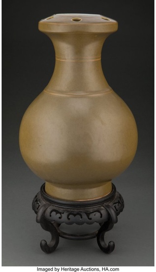 78027: A Chinese Tea-Dust Glazed Vase 12-1/2 x 8-1/2 in
