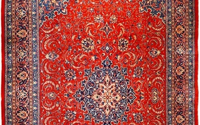 9 x 12 Red Semi Antique Persian Sarouk Rug