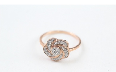 9ct rose gold diamond cluster dress ring (1.8g)