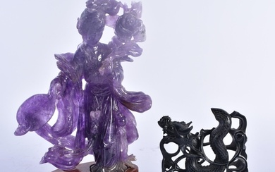 A 19TH CENTURY CHINESE CARVED AMETHYST FIGURE OF A FEMALE La...