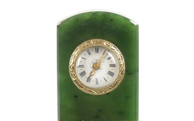 A 19TH CENTURY FABERGE STYLE CONTINENTAL NEPHRITE AND SILVER...