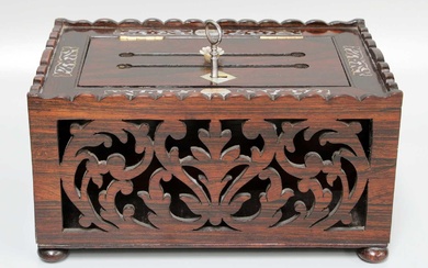 A 19th Century Mother of Pearl Rosewood Letter Box, decorated...