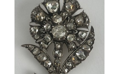 A 19th century diamond brooch, in the form of a flower