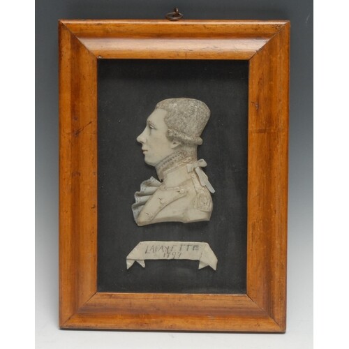 A 19th century wax portrait, of Marie-Joseph Paul Yves Roch ...