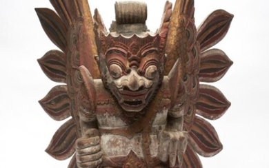 A BALINESE CARVED FIGURE OF THE WINGED DEMON WILMANA 19TH CENTURY