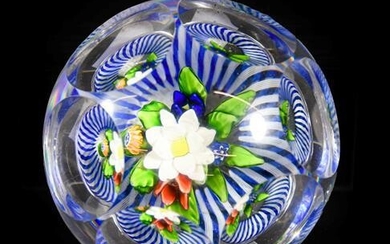 A Baccaret Faceted Glass Upright Bouquet Paperweight, circa 1850, the...