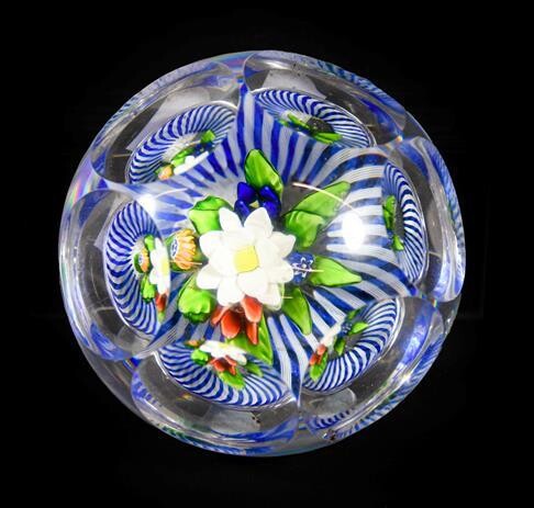 A Baccaret Faceted Glass Upright Bouquet Paperweight, circa 1850, the...