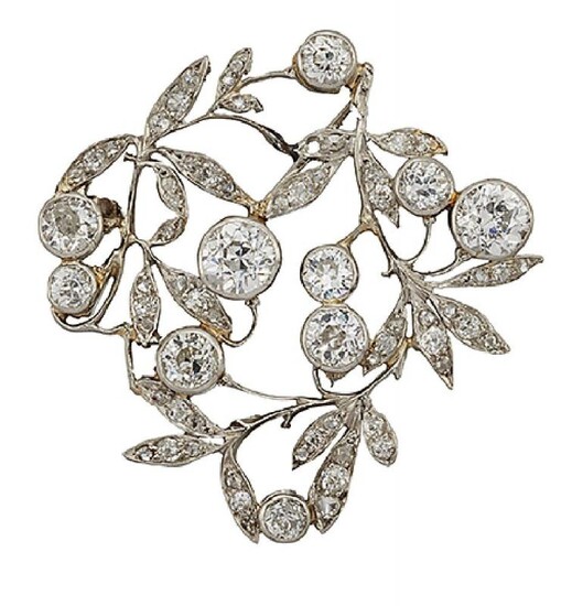 A Belle Epoque diamond brooch, designed as...