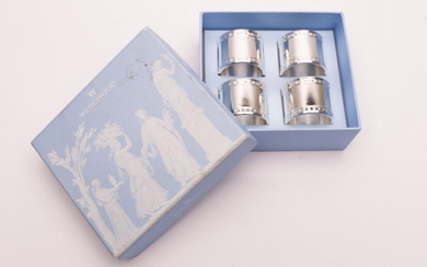 A Boxed Set of Four 19th Century Style EPNS Napkin Rings, for Wedgwood , W:4.5cm